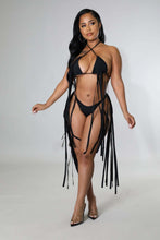 Load image into Gallery viewer, Banding Triangle Bag Fringe Split Large Swimsuit - BikiniOmni.com
