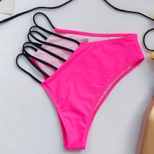 Load image into Gallery viewer, Barbie Swimsuit Styled High Waist Bikini in Hot Pink &amp; Fluorescent Green - BikiniOmni.com
