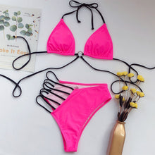 Load image into Gallery viewer, Barbie Swimsuit Styled High Waist Bikini in Hot Pink &amp; Fluorescent Green - BikiniOmni.com
