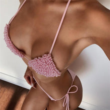 Load image into Gallery viewer, Beaded High Waist Triangle Bikini - BikiniOmni.com
