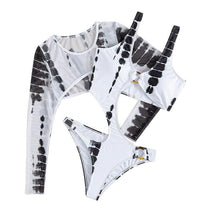 Load image into Gallery viewer, Black on White Print Minimalist Monokini Swimsuit - BikiniOmni.com
