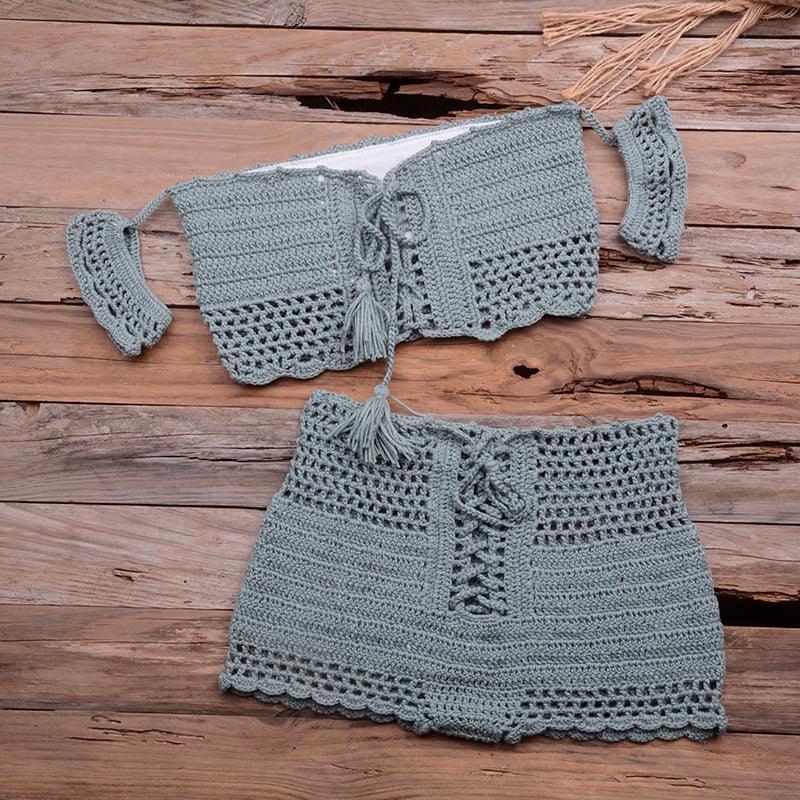 Bohemian Crochet Knitted High-Waist Bikini - BikiniOmni.com