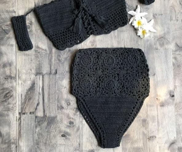 Crochet High Waist Two Piece Swimsuit - BikiniOmni.com