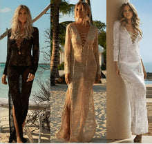 Load image into Gallery viewer, Crochet Knitted Beach Cover-Up Tunic Dress for Bikini &amp; Beachwear - BikiniOmni.com
