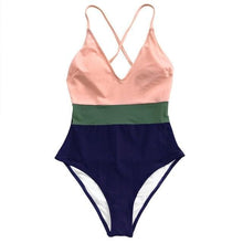 Load image into Gallery viewer, Cross Block One-piece Swimsuit - BikiniOmni.com
