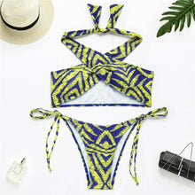Load image into Gallery viewer, Cross Over Split High Waist Bikini - BikiniOmni.com
