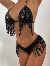 Load image into Gallery viewer, Elegant Black Tassel Bikini by BikiniOmni - BikiniOmni.com
