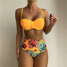 Load image into Gallery viewer, Floral Print Spaghetti Strap High Waist Bikini - BikiniOmni.com
