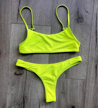 Load image into Gallery viewer, Fluorescent Neon High Waist Pure Color Bikini - BikiniOmni.com
