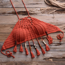 Load image into Gallery viewer, Fringed Bomo Crochet High Waist Cover Tummy Slimming Bikini - BikiniOmni.com
