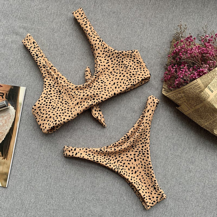 Leopard Print Backless Sexy Bikini - BikiniOmni.com
