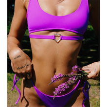 Load image into Gallery viewer, Love Strap Solid Color Neon High Waist Bikini - BikiniOmni.com
