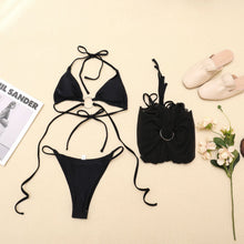 Load image into Gallery viewer, Mesh Swimsuit Ladies Black Bikini Three Piece Set - BikiniOmni.com
