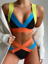 Load image into Gallery viewer, Neon Bandage Bikini Triangle High Waist - BikiniOmni.com
