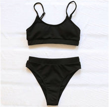 Load image into Gallery viewer, Neon High Waist Single Split Bikini Swimsuit - BikiniOmni.com
