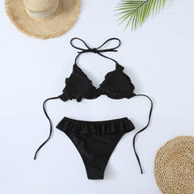 Load image into Gallery viewer, New Black And White Solid Color European And American Split Swimsuit - BikiniOmni.com
