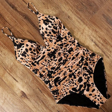 Load image into Gallery viewer, One Piece Halter or Strap Leopard Single Colour Plus Size Tankini - BikiniOmni.com
