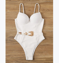 Load image into Gallery viewer, One-piece Swimsuit With Metal Belt Buckle - BikiniOmni.com

