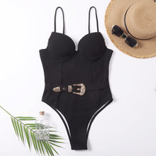 Load image into Gallery viewer, One-piece Swimsuit With Metal Belt Buckle - BikiniOmni.com
