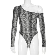 Load image into Gallery viewer, One Shoulder Snake Print Monokini Bodysuit - BikiniOmni.com
