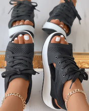 Load image into Gallery viewer, Open Toe Lace-up Sports Thick Sole Muffin Sandals - BikiniOmni.com
