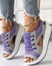 Load image into Gallery viewer, Open Toe Lace-up Sports Thick Sole Muffin Sandals - BikiniOmni.com
