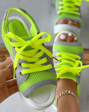 Load image into Gallery viewer, Open Toe Lace-up Sports Thick Sole Muffin Sandals - BikiniOmni.com
