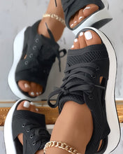 Load image into Gallery viewer, Open Toe Lace-up Sports Thick Sole Muffin Sandals - BikiniOmni.com
