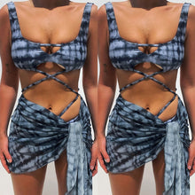 Load image into Gallery viewer, Printed Cross-Tie Dye Chiffon Three-Piece Split Bikini - BikiniOmni.com
