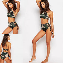 Load image into Gallery viewer, Sexy Camouflage High Waist Bikini Swimsuit - BikiniOmni.com
