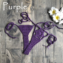 Load image into Gallery viewer, Sexy Crochet Knitted Lace-Up Bohemian Bikini Bottom - BikiniOmni.com
