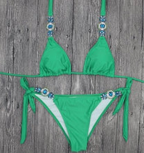 Load image into Gallery viewer, Sexy Diamond Bikini Bandage Split Swimsuit - BikiniOmni.com
