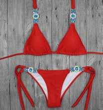Load image into Gallery viewer, Sexy Diamond Bikini Bandage Split Swimsuit - BikiniOmni.com

