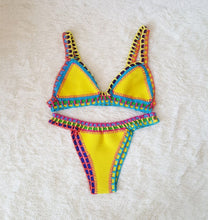 Load image into Gallery viewer, Sexy Hand Knitted Crochet Colorful Bikini - BikiniOmni.com

