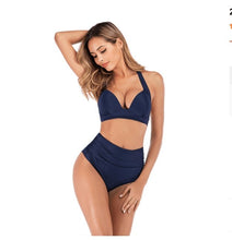 Load image into Gallery viewer, Sexy Solid Printed High-Waisted Plus Size Bikini - BikiniOmni.com
