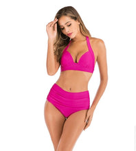 Load image into Gallery viewer, Sexy Solid Printed High-Waisted Plus Size Bikini - BikiniOmni.com
