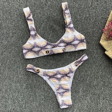 Load image into Gallery viewer, Snake Print Bandage Booty High Waist Bikini - BikiniOmni.com
