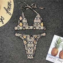 Load image into Gallery viewer, Snake Skin Uplifting High Waist Bikini - BikiniOmni.com
