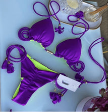 Load image into Gallery viewer, Solid Color Braided High Waist Bikini - BikiniOmni.com
