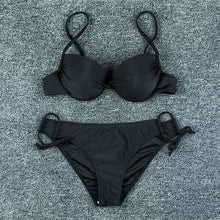 Load image into Gallery viewer, Solid Color Halter Sexy Low Waist Backless Bikini - BikiniOmni.com
