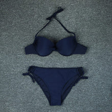 Load image into Gallery viewer, Solid Color Halter Sexy Low Waist Backless Bikini - BikiniOmni.com
