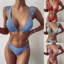 Load image into Gallery viewer, Solid Color Ruffle High Waist Bikini - BikiniOmni.com
