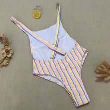 Load image into Gallery viewer, Striped Print High Waist Bikini &amp; Monokini - BikiniOmni.com
