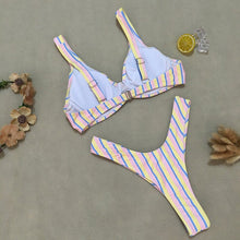 Load image into Gallery viewer, Striped Print High Waist Bikini &amp; Monokini - BikiniOmni.com
