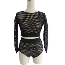 Load image into Gallery viewer, Two Piece Black Netted Swimsuit Cover-Up - BikiniOmni.com
