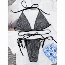Load image into Gallery viewer, Women&#39;s Black Lace-Up Swimsuit Bikini - BikiniOmni.com
