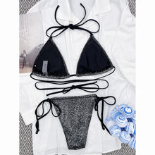 Load image into Gallery viewer, Women&#39;s Black Lace-Up Swimsuit Bikini - BikiniOmni.com
