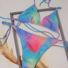 Load image into Gallery viewer, Women&#39;s Cord Tie Triangle Split Swimsuit Set - BikiniOmni.com

